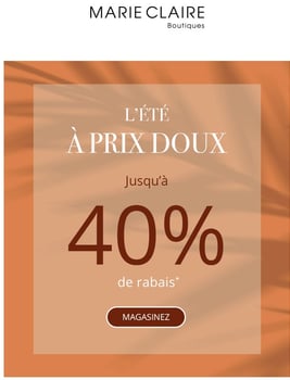 Jusqu'à 40% de rabais Jusqu'à 40% de rabais